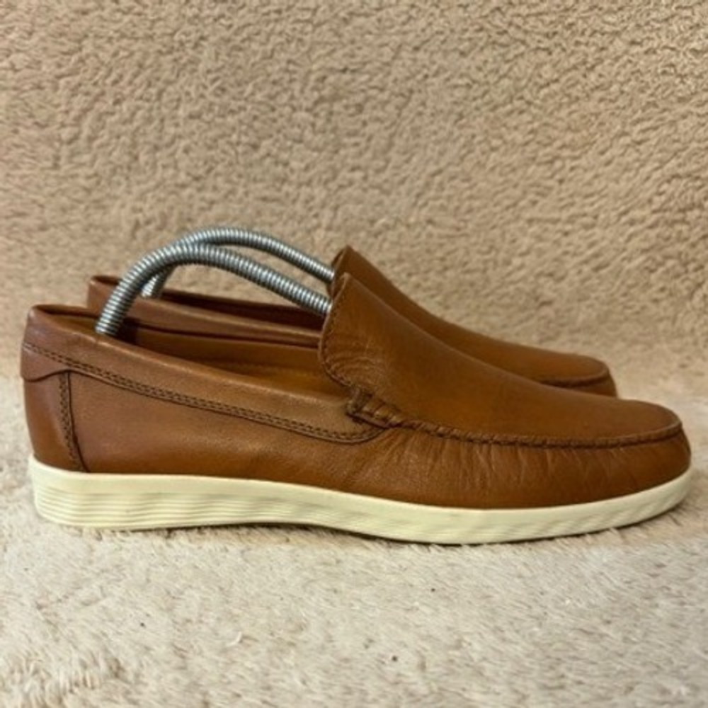 Ecco S-Lite Mens Leather Loafers Cognac Brown Slip On Shoes EU 41 US 7-7.5